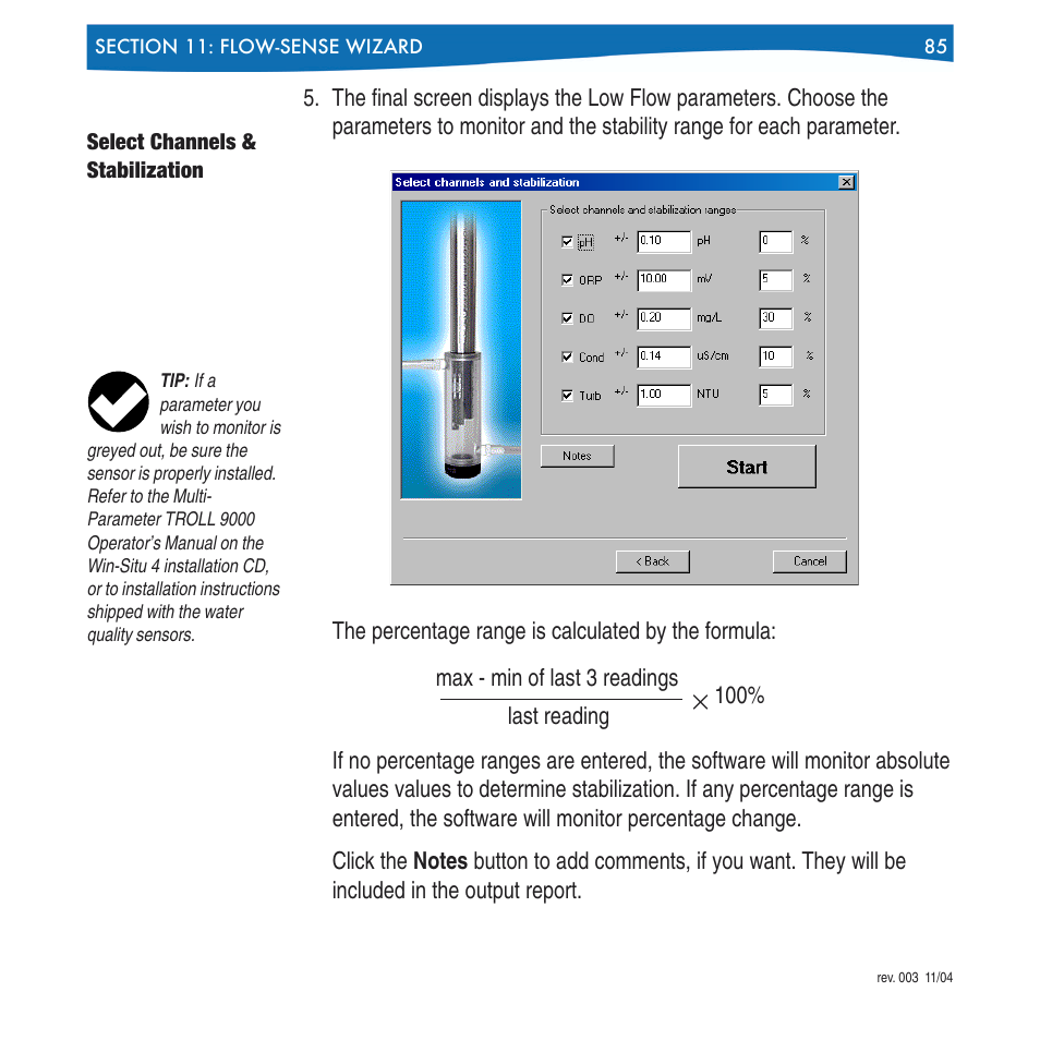 Select channels & stabilization | In-Situ Win-Situ 4 / Pocket-Situ 4 Operators Manual User Manual | Page 85 / 111