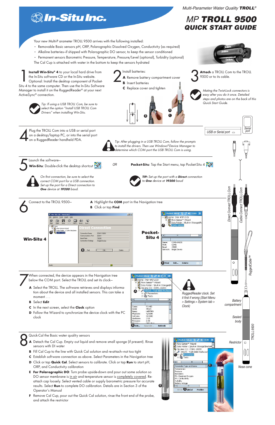 In-Situ TROLL 9500 Quick Start Guide User Manual | 2 pages