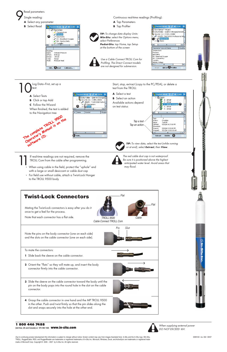 Twist-lock connectors | In-Situ TROLL 9500 Quick Start Guide User Manual | Page 2 / 2