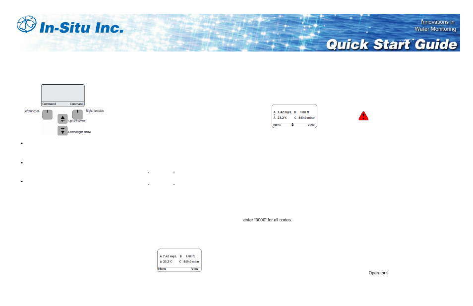 In-Situ Con TROLL PRO Operators Quick Start Guide (purchased after 10 May 2012) User Manual | 2 pages
