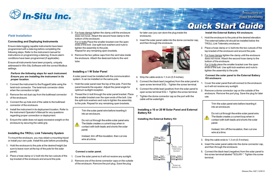 Field installation | In-Situ TROLL Link 100 Quick Start Guide User Manual | Page 2 / 4