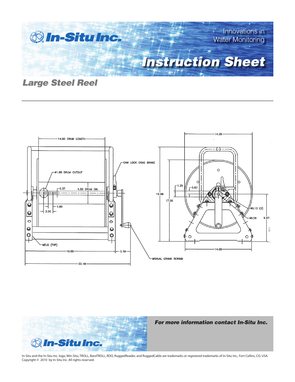In-Situ Cable Reel—Large Steel User Manual | 1 page