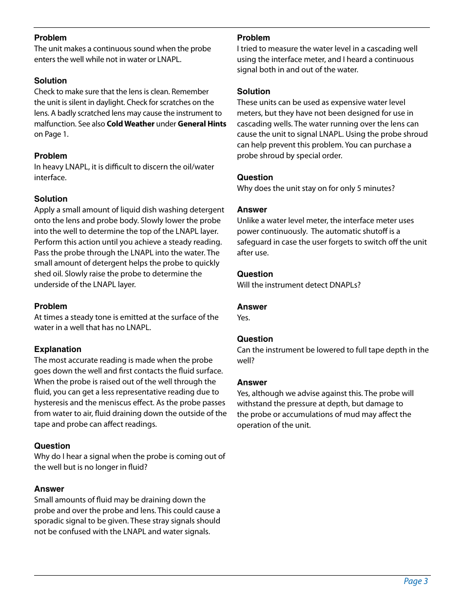 In-Situ Oil/Water Interface Meter Instruction Sheet User Manual | Page 3 / 5