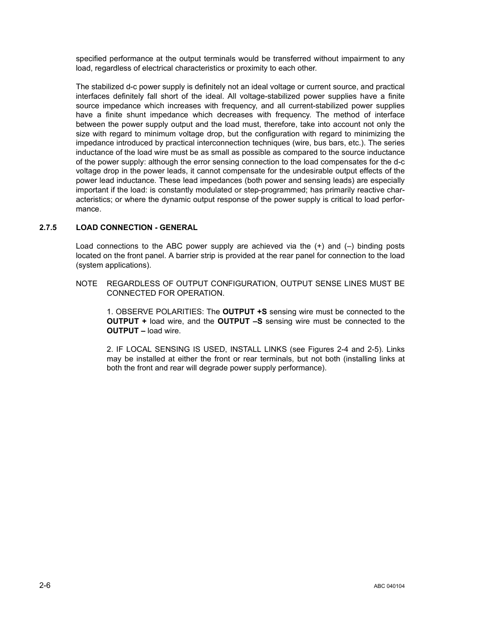5 load connection - general, Load connection - general -6 | KEPCO ABC-DM SERIES User Manual | Page 30 / 96