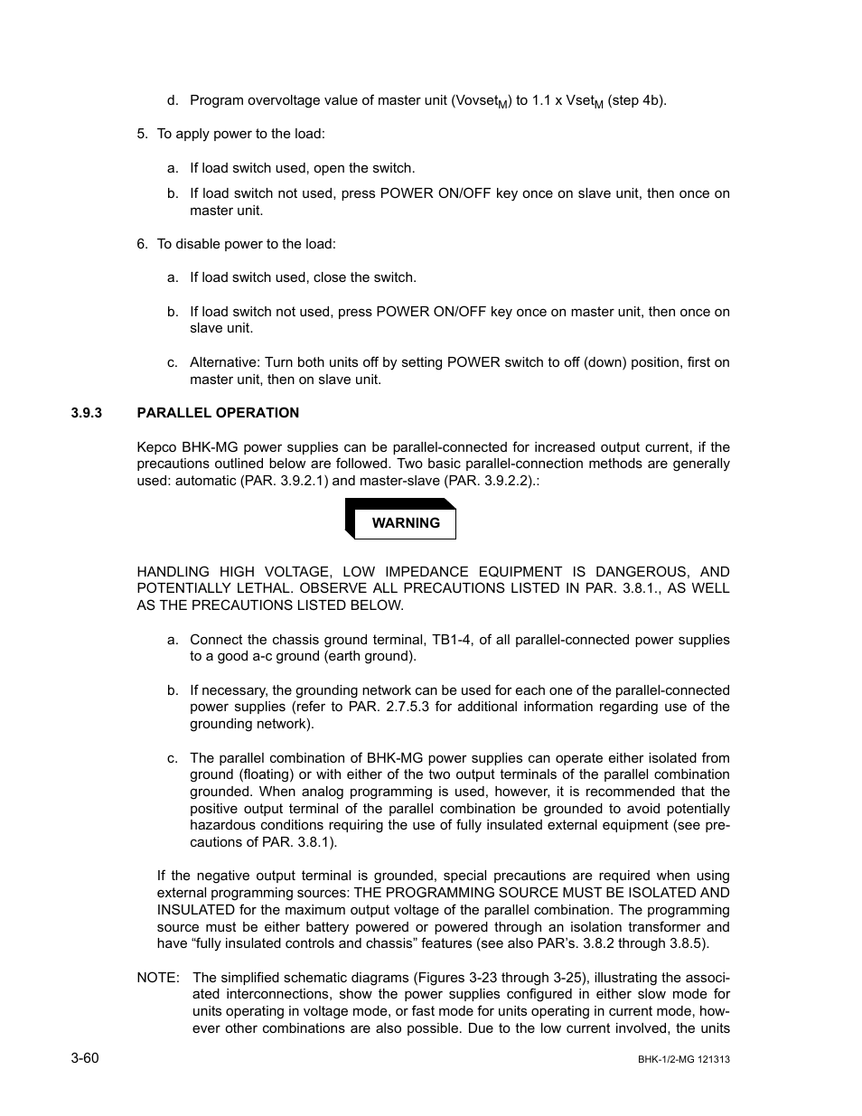 3 parallel operation, Parallel operation -60 | KEPCO BHK-MG 40W (Half Rack) Series User Manual | Page 104 / 148
