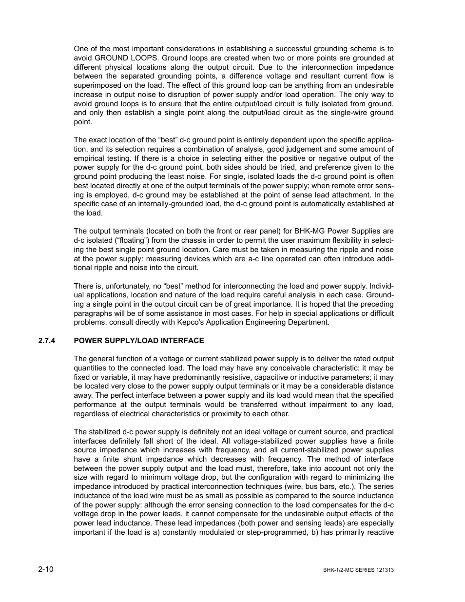 4 power supply/load interface, Power supply/load interface -10 | KEPCO BHK-MG 40W (Half Rack) Series User Manual | Page 40 / 148