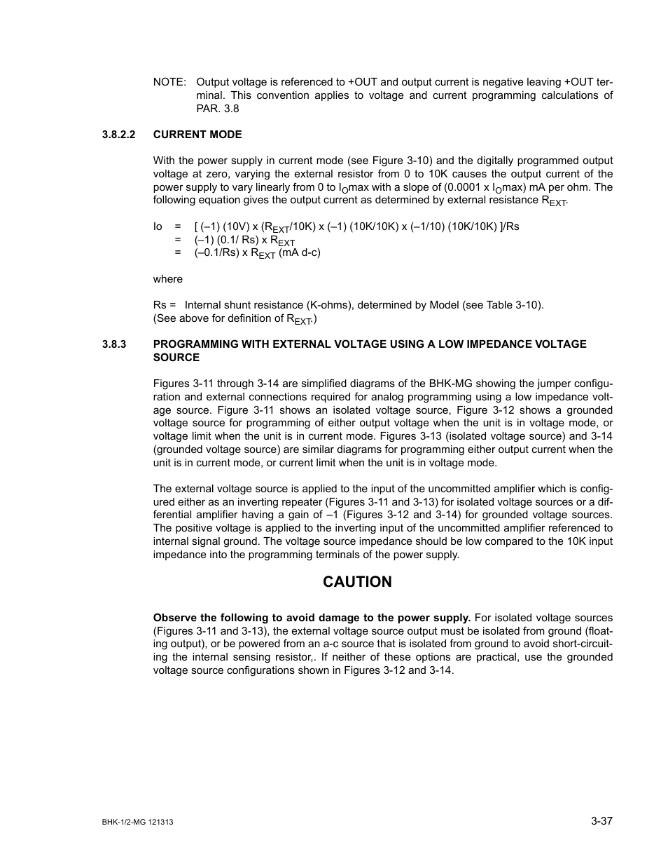 2 current mode, Current mode -37, Caution | KEPCO BHK-MG 40W (Half Rack) Series User Manual | Page 81 / 148