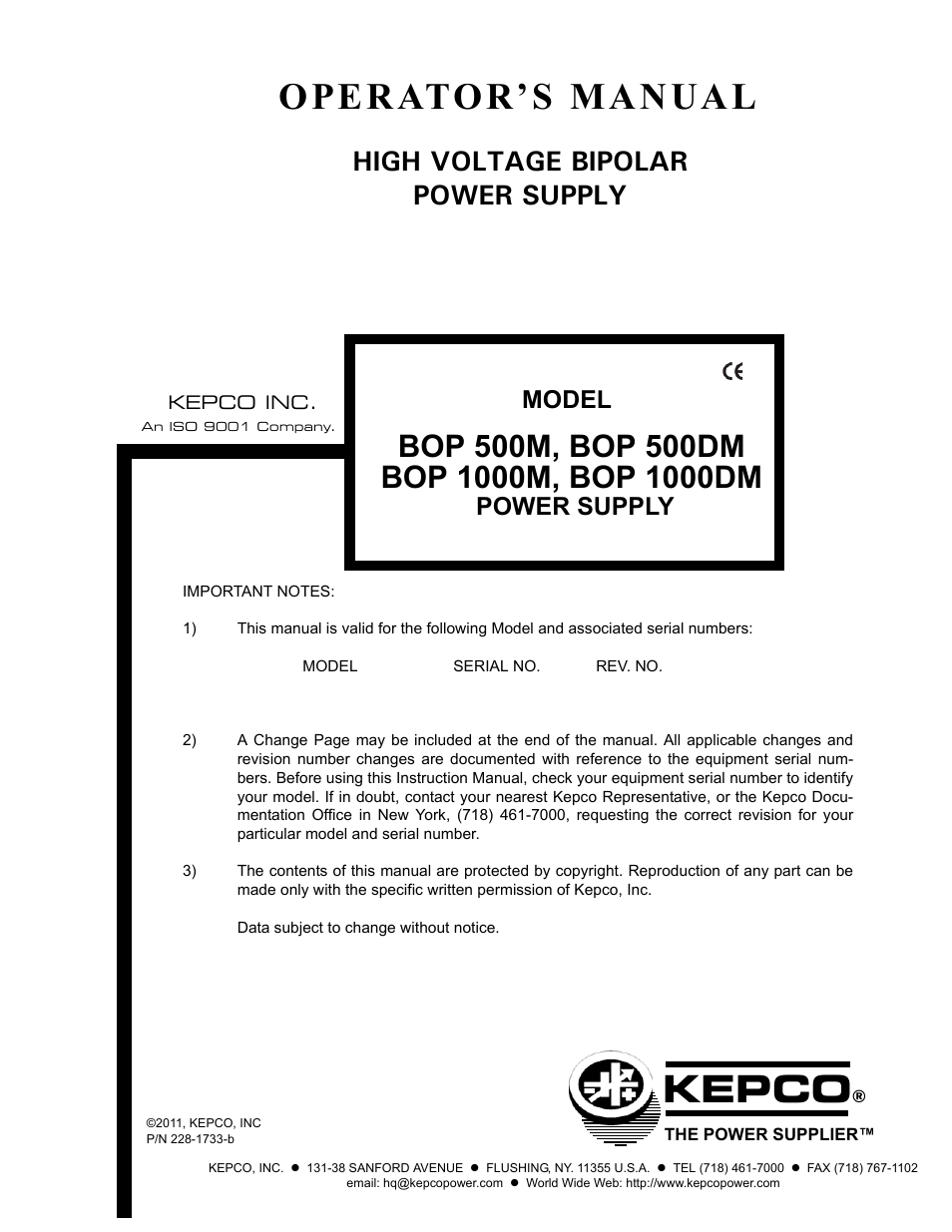 KEPCO BOP-HV User Manual | 48 pages
