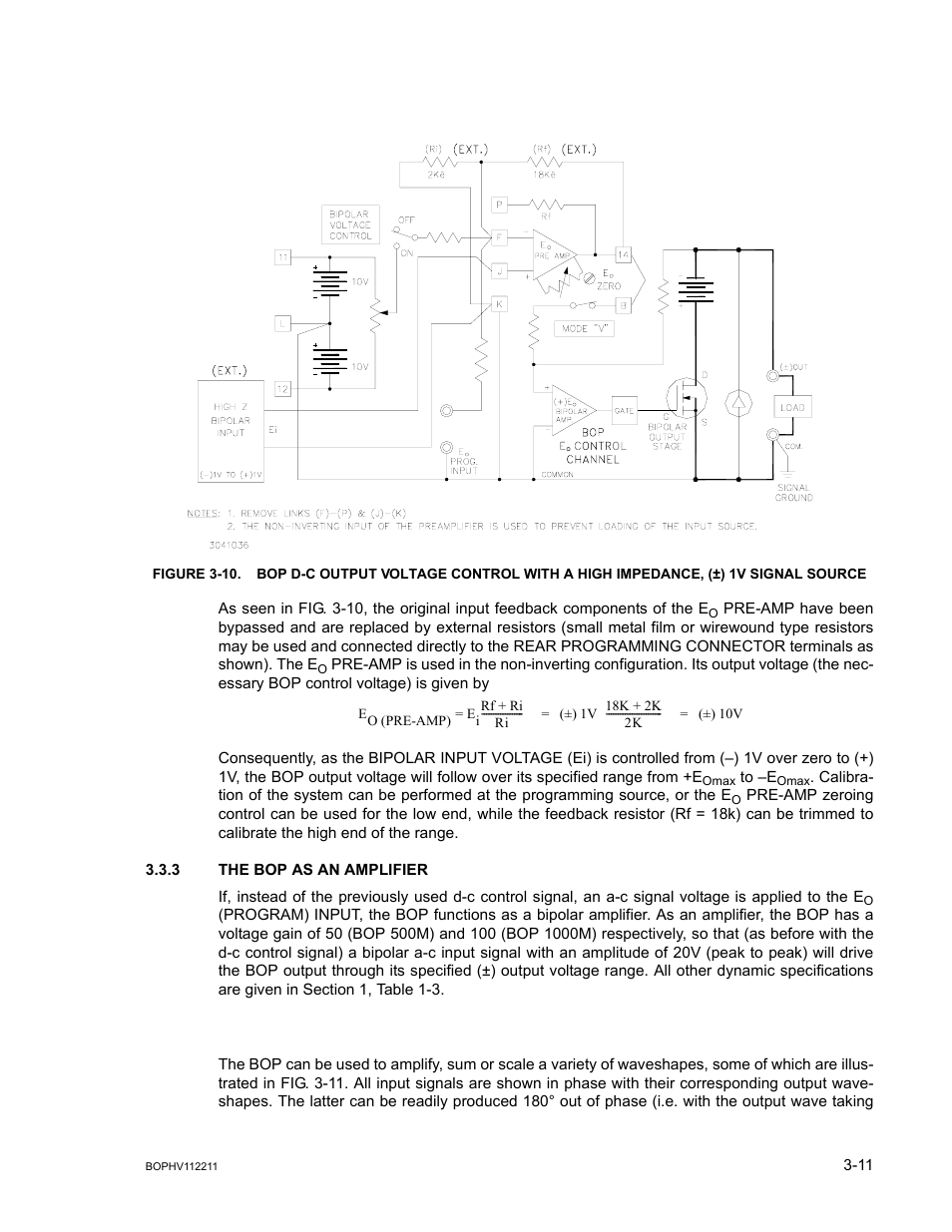 3 the bop as an amplifier, The bop as an amplifier -11 | KEPCO BOP-HV User Manual | Page 37 / 48