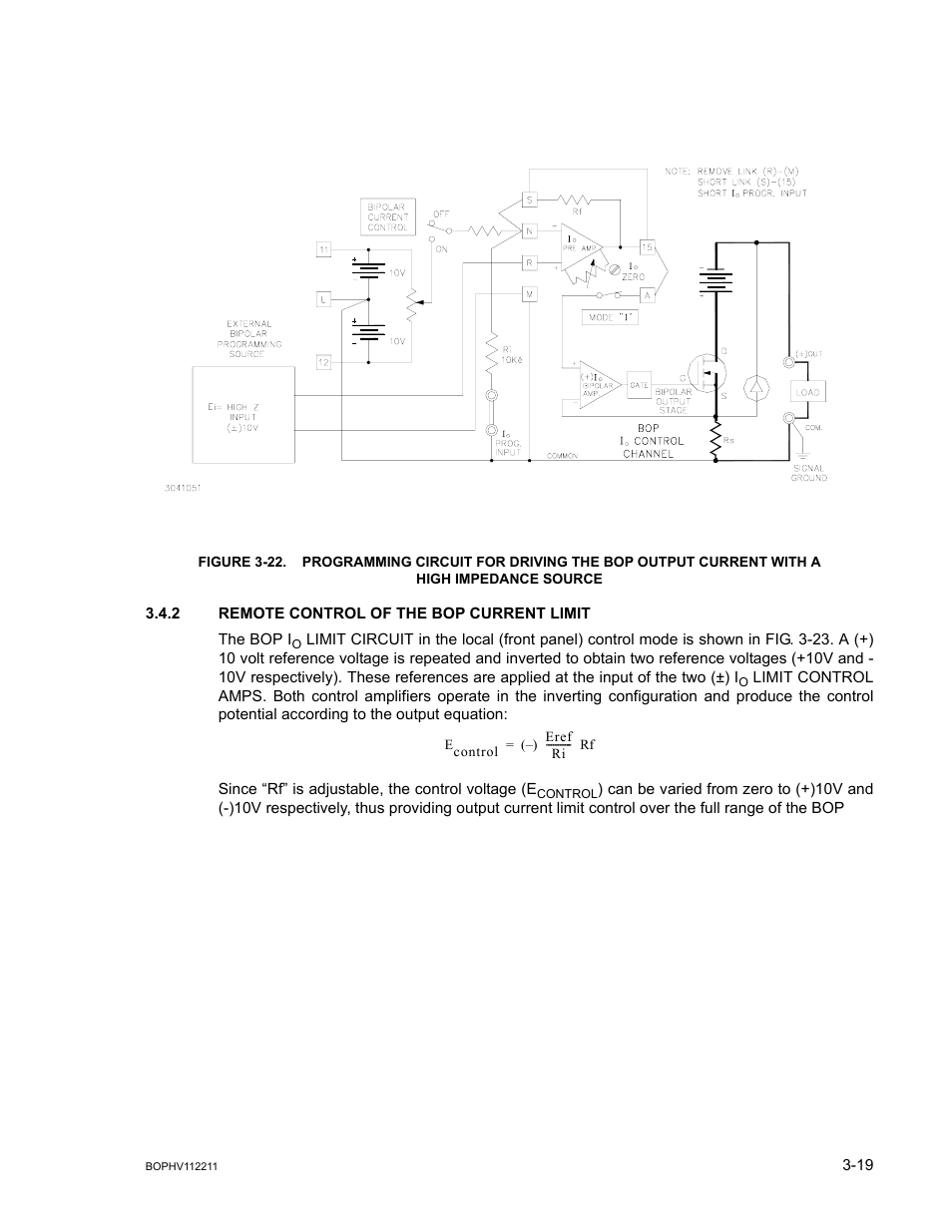 2 remote control of the bop current limit, Remote control of the bop current limit -19, High impedance source -19 | KEPCO BOP-HV User Manual | Page 45 / 48