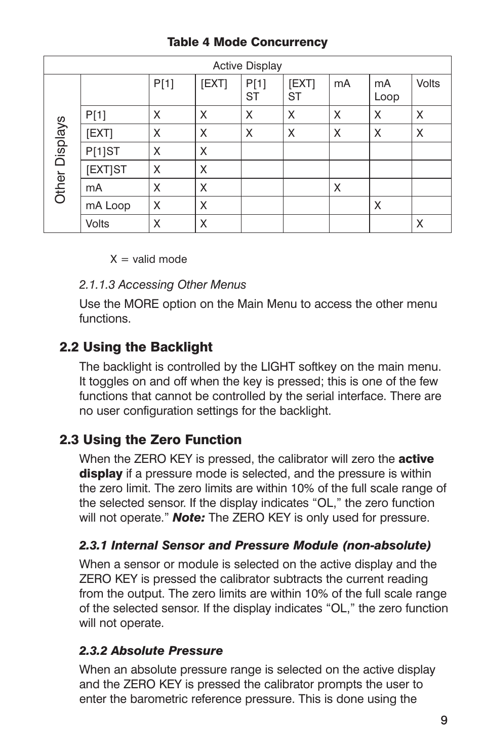 2 using the backlight, 3 using the zero function, Other displays | Martel Electronics DPC300A User Manual | Page 11 / 48