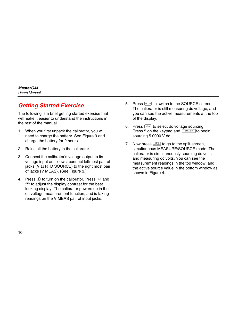 Getting started exercise | Martel Electronics MasterCAL User Manual | Page 20 / 140