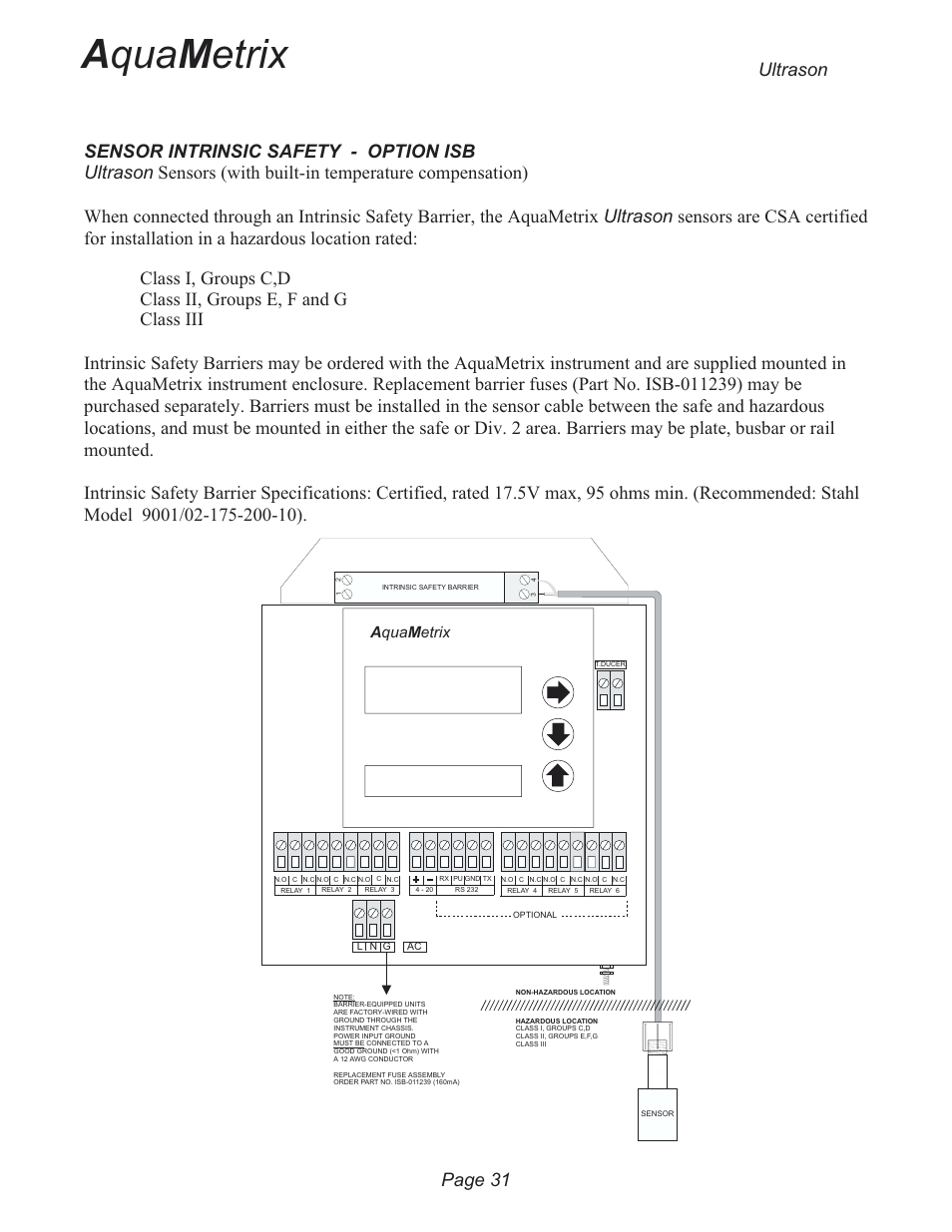 A qua m etrix, Ultrason page 31, Am qua etrix | Metex 3200U Ultrasonic Flow & Level Monitor User Manual | Page 31 / 48