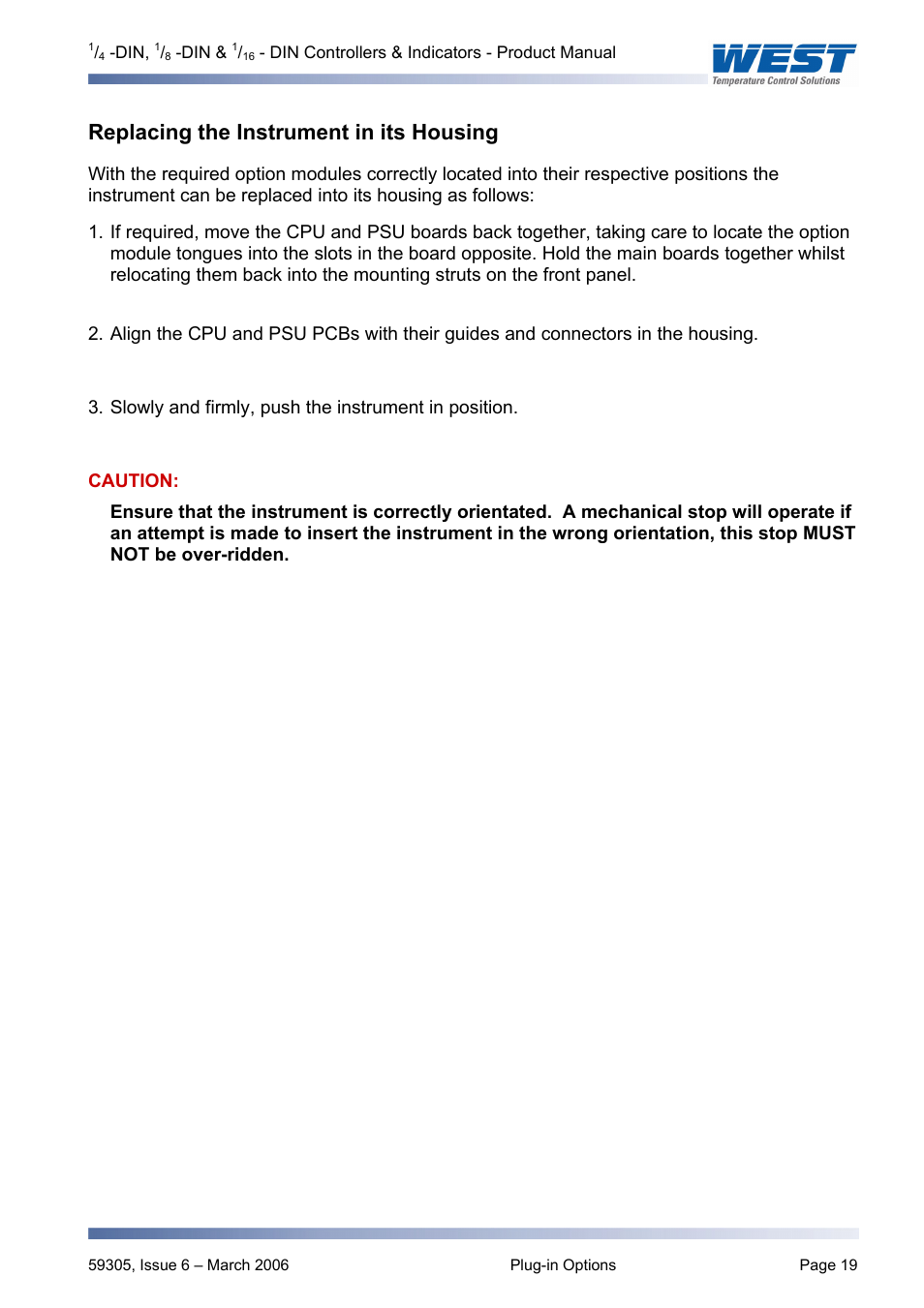 Replacing the instrument in its housing | Pyromation Series 610 1_16 DIN User Manual | Page 24 / 177