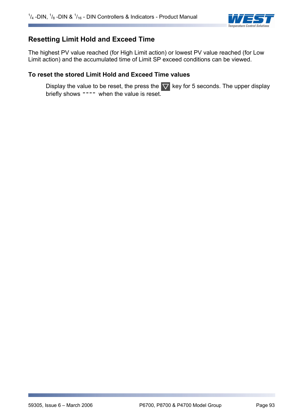 Resetting limit hold and exceed time, When the value is reset | Pyromation Series 610 1_16 DIN User Manual | Page 98 / 177