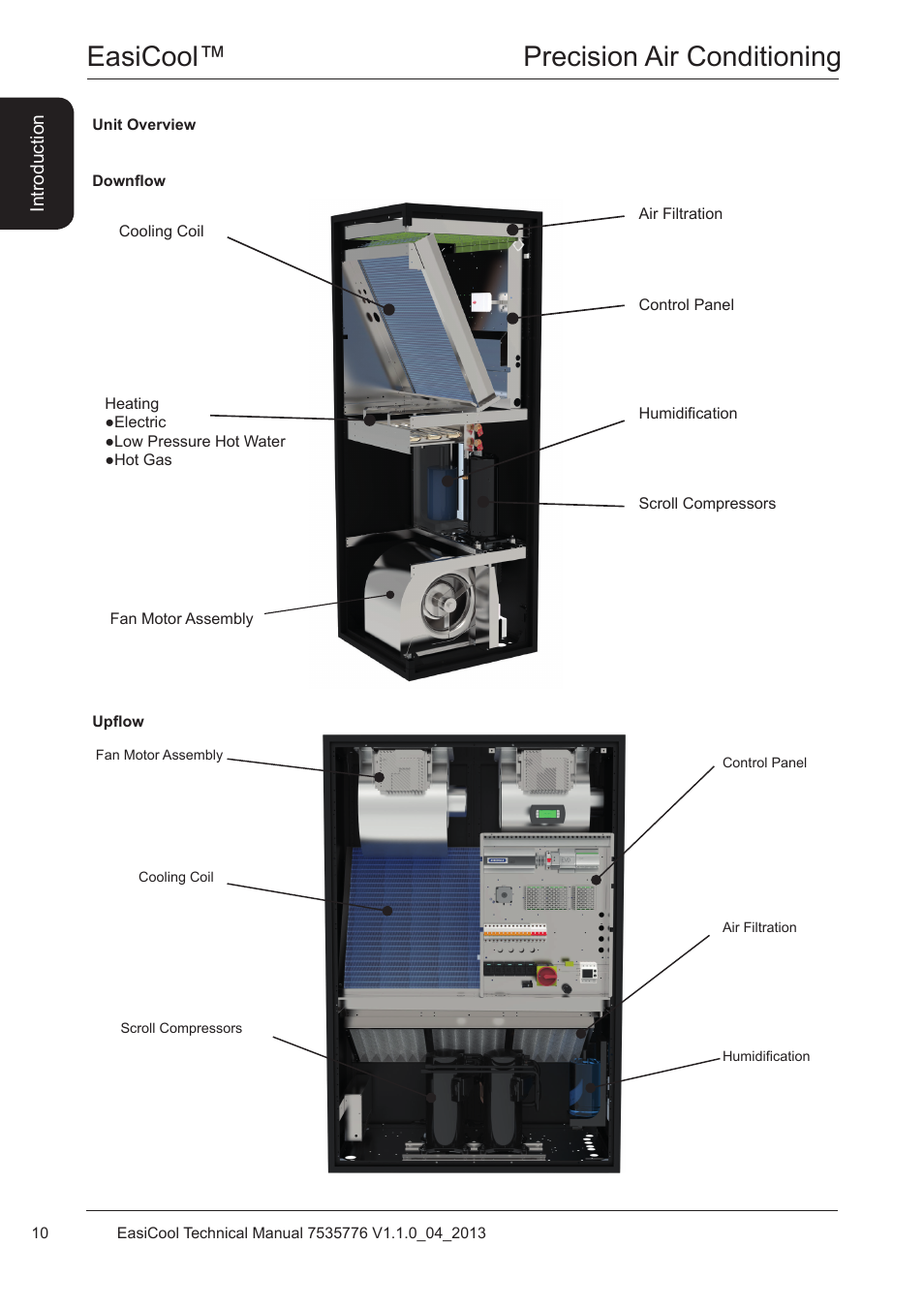 Unit overview, Easicool™ precision air conditioning | Airedale EasiCool 6kW  64kW User Manual | Page 10 / 196