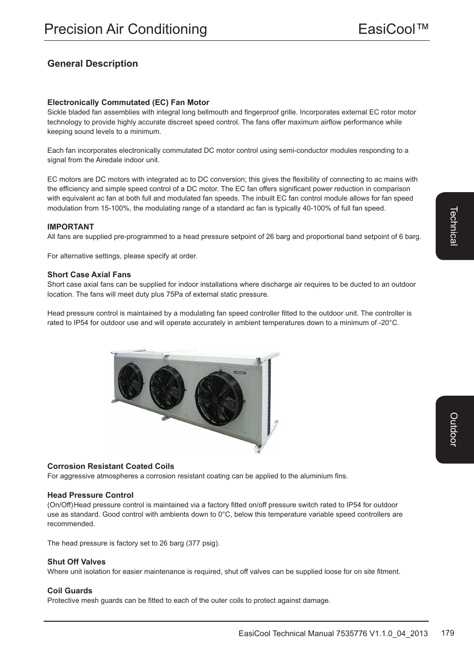 Electronically commutated (ec) fan motor, Easicool™ precision air conditioning | Airedale EasiCool 6kW  64kW User Manual | Page 179 / 196