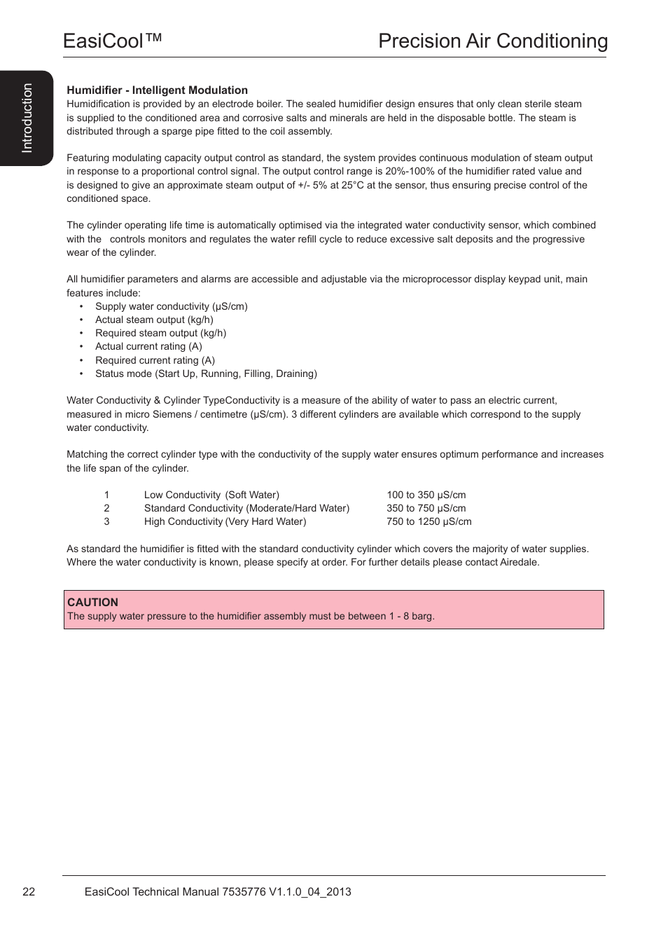 Easicool™ precision air conditioning, Introduction | Airedale EasiCool 6kW  64kW User Manual | Page 22 / 196