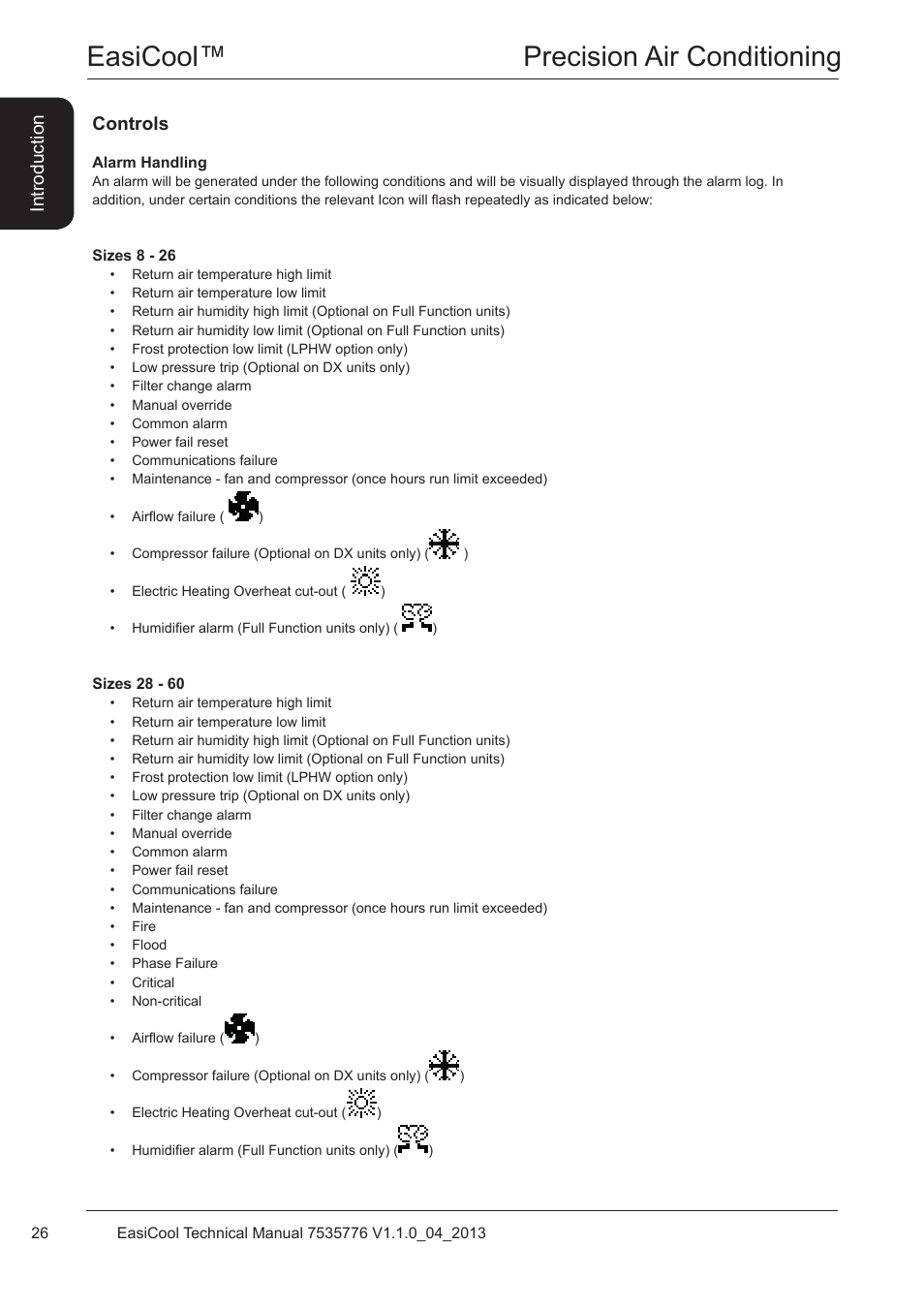 Easicool™ precision air conditioning, Controls, Introduction | Airedale EasiCool 6kW  64kW User Manual | Page 26 / 196