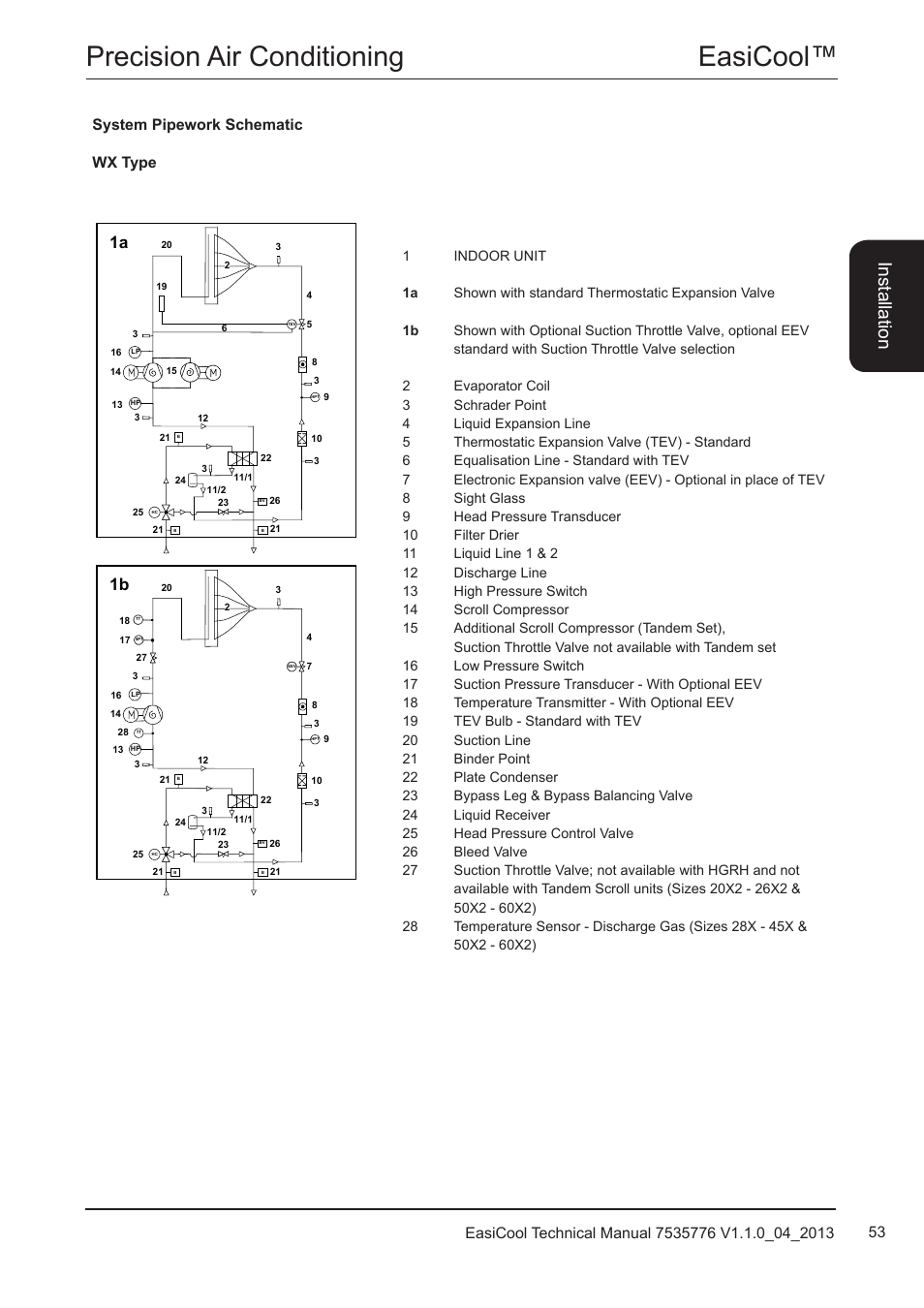Easicool™ precision air conditioning, Ins ta lla tio n | Airedale EasiCool 6kW  64kW User Manual | Page 53 / 196