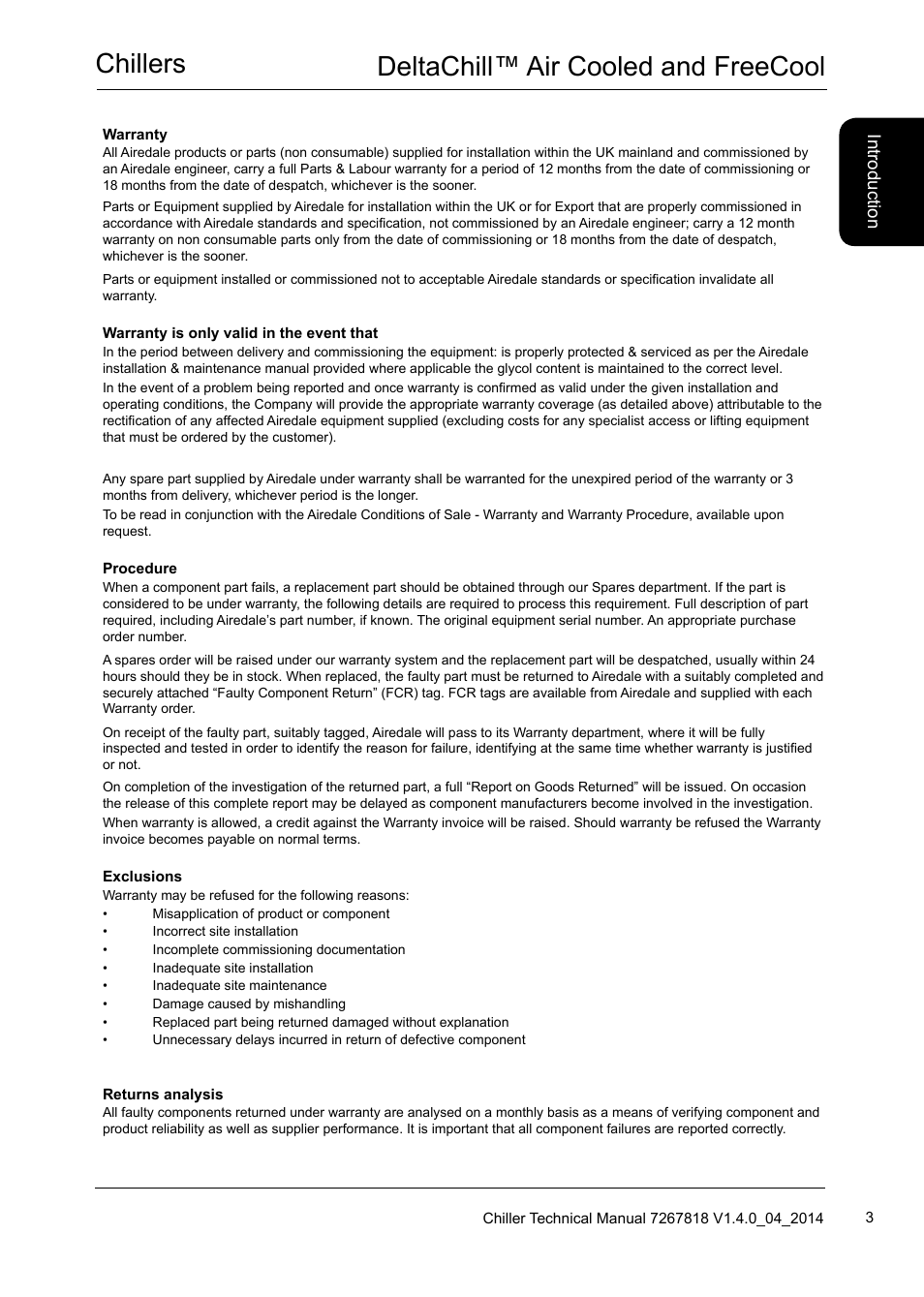 Chillers deltachill™ air cooled and freecool | Airedale DeltaChill FreeCool 110kW - 1080kW User Manual | Page 3 / 286