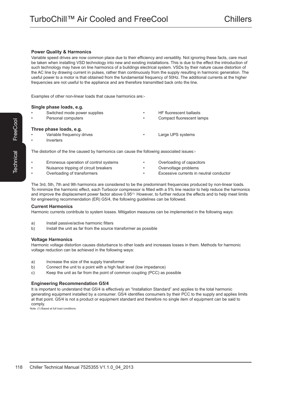 Power quality & harmonics, Chillers turbochill™ air cooled and freecool | Airedale TurboChill FreeCool 200kW - 1830kW User Manual | Page 118 / 144