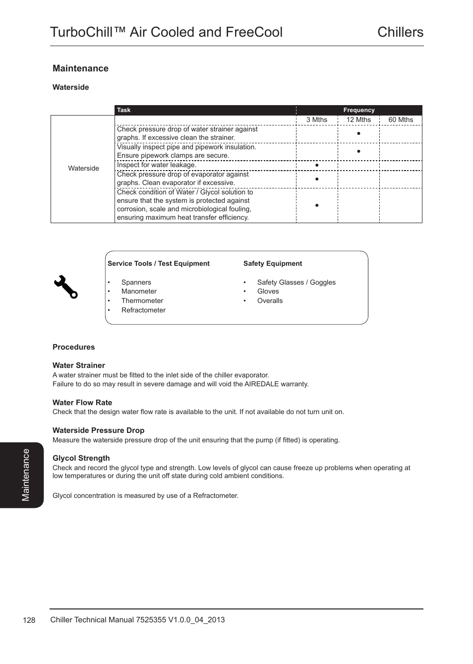 Waterside, Waterside 128, Chillers turbochill™ air cooled and freecool | Airedale TurboChill FreeCool 200kW - 1830kW User Manual | Page 128 / 144