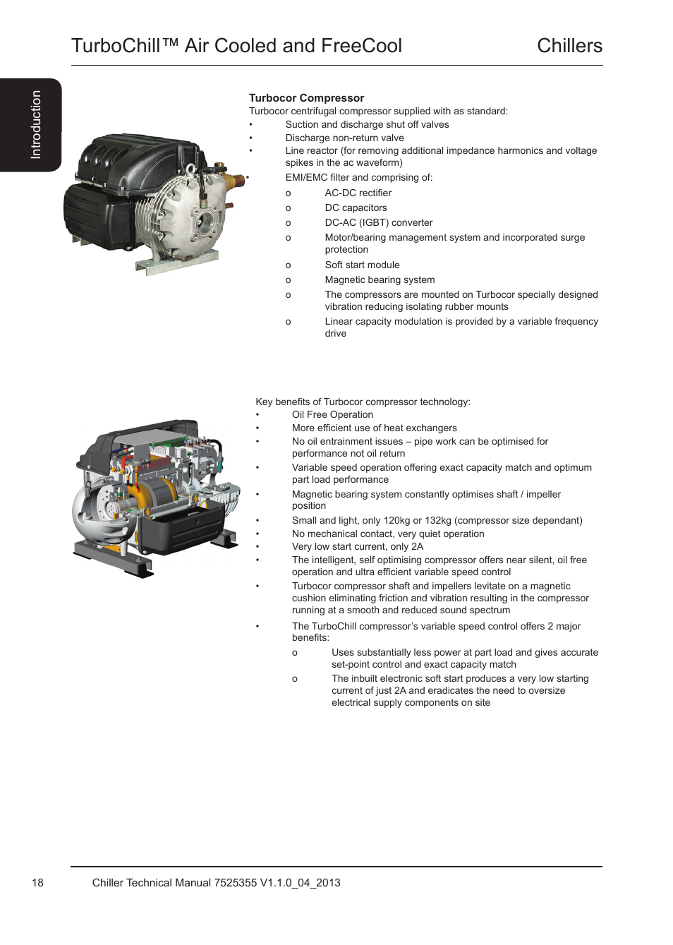 Turbocor compressor, Chillers turbochill™ air cooled and freecool, Introduction | Airedale TurboChill FreeCool 200kW - 1830kW User Manual | Page 18 / 144