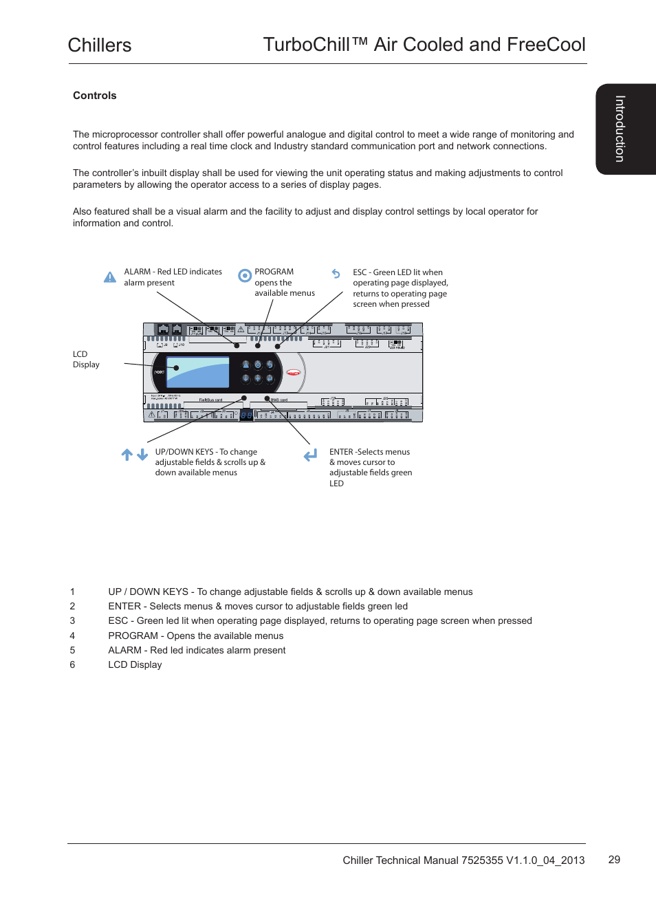 Controls, Controls 29, Chillers turbochill™ air cooled and freecool | Introduction | Airedale TurboChill FreeCool 200kW - 1830kW User Manual | Page 29 / 144
