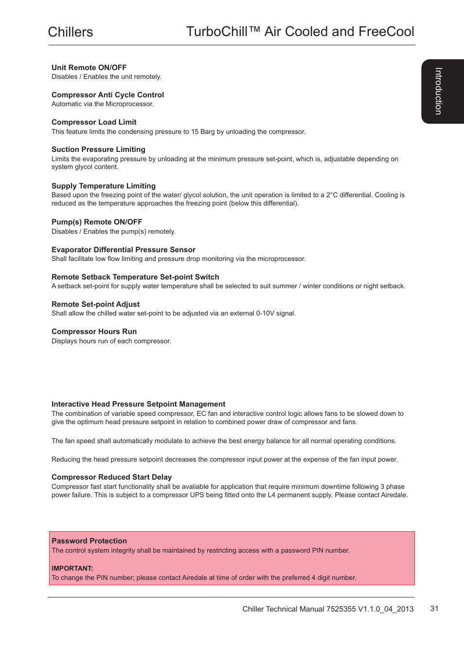Chillers turbochill™ air cooled and freecool | Airedale TurboChill FreeCool 200kW - 1830kW User Manual | Page 31 / 144
