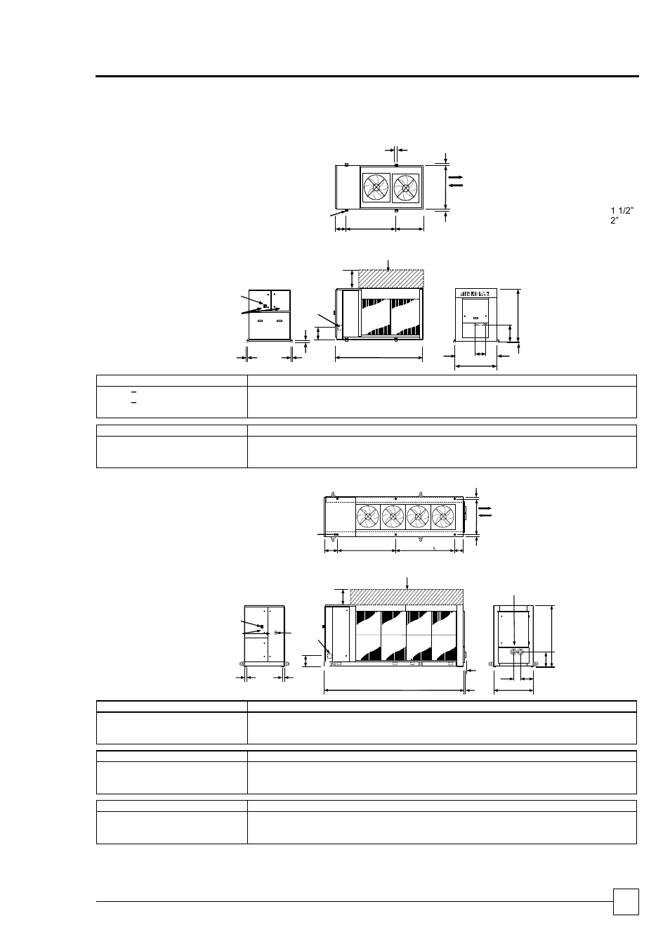 Dimensions, Chillers ultima compact, General specification | Chillers, Dimensions single row fans - /1, Ucc30 - ucc80 | Airedale Ultima Compact FreeCool 30kW - 450kW User Manual | Page 35 / 48