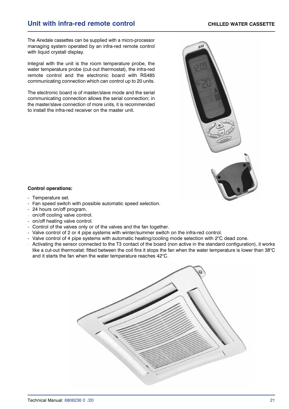 Unit with infra-red remote control | Airedale Chilled Water Cassette 2kW - 11kW User Manual | Page 20 / 34