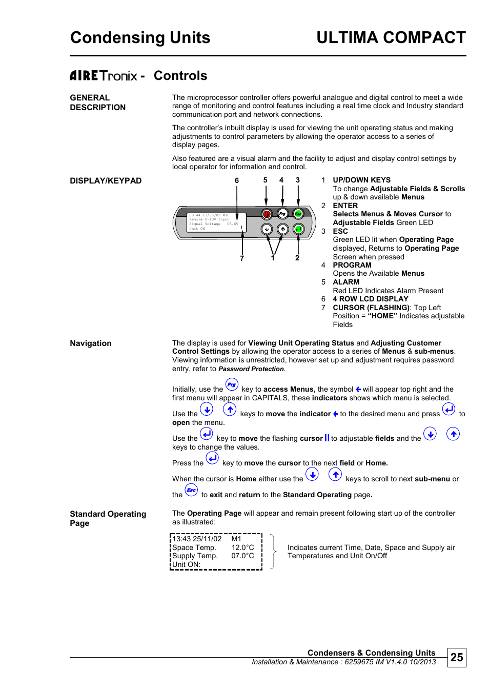 Controls, Condensing units ultima compact, Chill ers | Airedale Ultima Compact Condensing Unit 30kW - 450kW User Manual | Page 25 / 40
