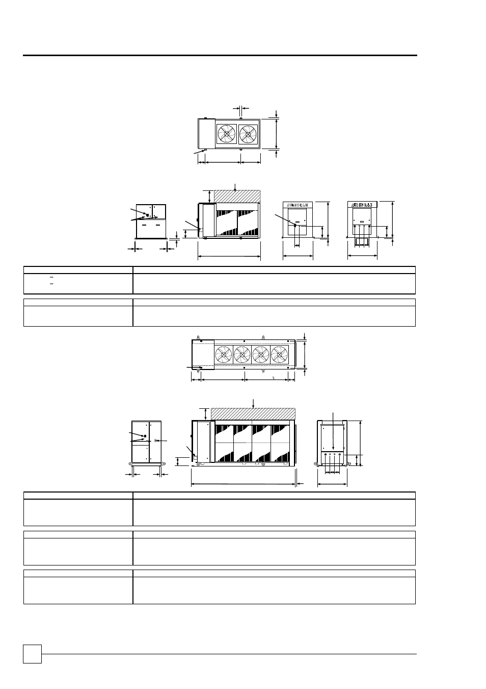 Dimensions, Ultima compact condensing units, General specification | Condensers & condensing units, Dimensions single row fans - /1, Uccu30 - uccu80 | Airedale Ultima Compact Condensing Unit 30kW - 450kW User Manual | Page 26 / 36