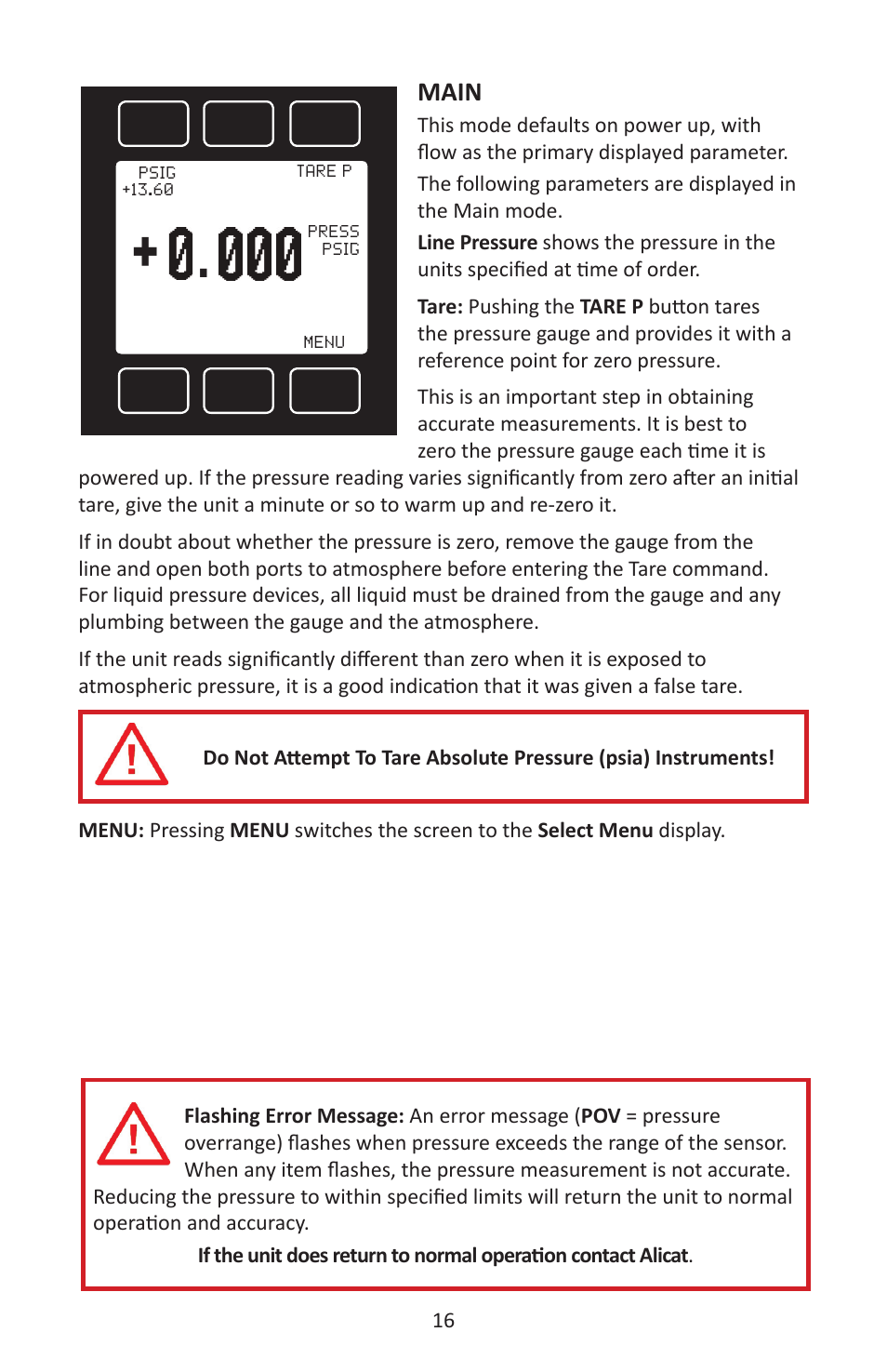 Alicat P Series Pressure Gauge User Manual | Page 16 / 88