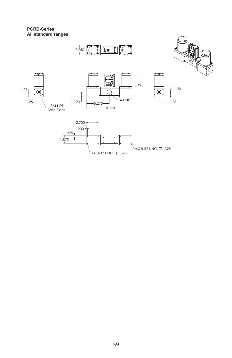 Pcrd-series: all standard ranges | Alicat P Series Pressure Gauge User Manual | Page 59 / 88