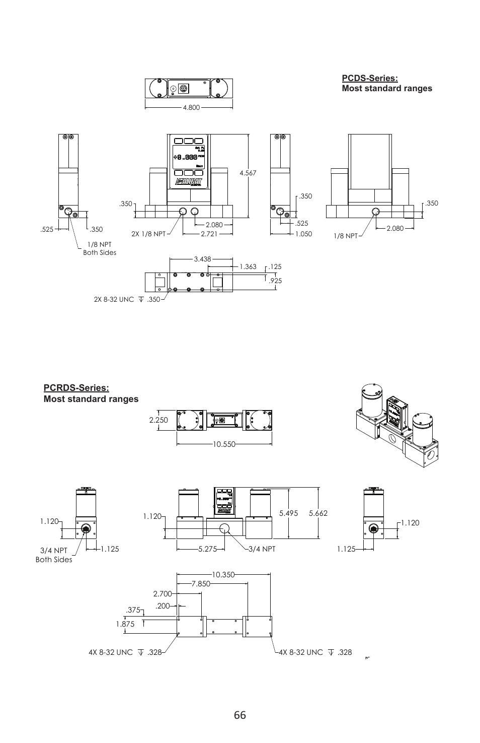 Pcrds-series: most standard ranges, Pcds-series: most standard ranges | Alicat P Series Pressure Gauge User Manual | Page 66 / 88