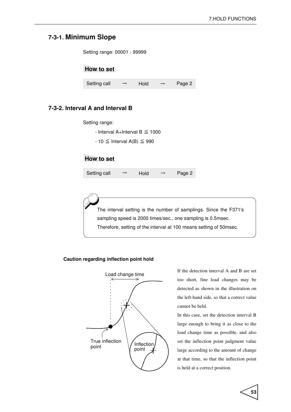 3-1. minimum slope, 3-2. interval a and interval b, Minimum slope | Interval a and interval b, P53) | FUTEK IPM600 (D610) Digital Display User Manual | Page 64 / 136