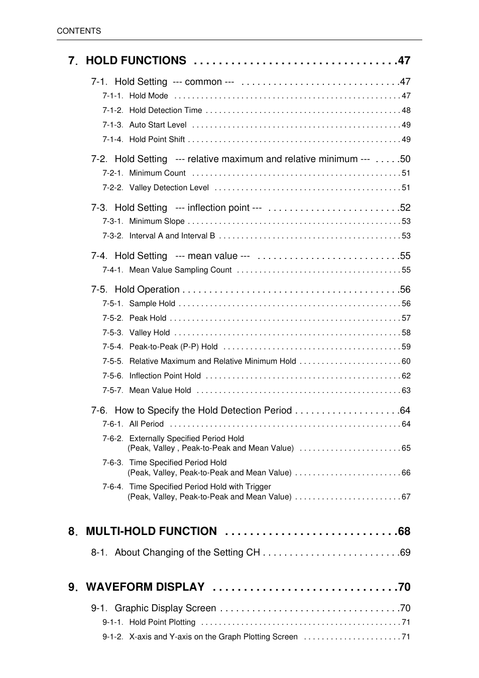 7hold functions, 8multi-hold function, 9waveform display | FUTEK IPM600 (D610) Digital Display User Manual | Page 8 / 136