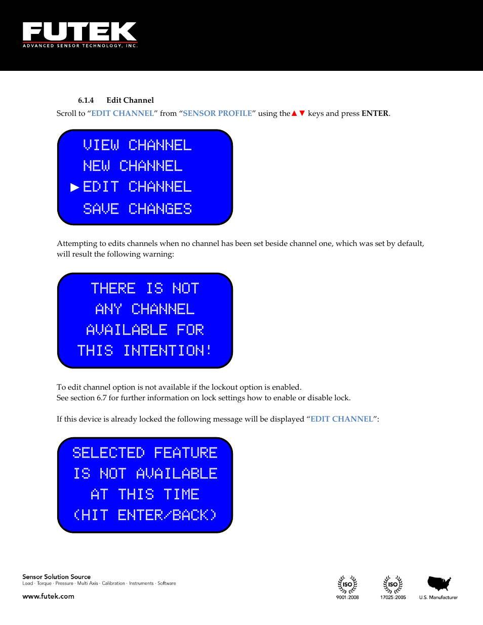 Edit channel | FUTEK IPM650 Series User Manual | Page 51 / 120
