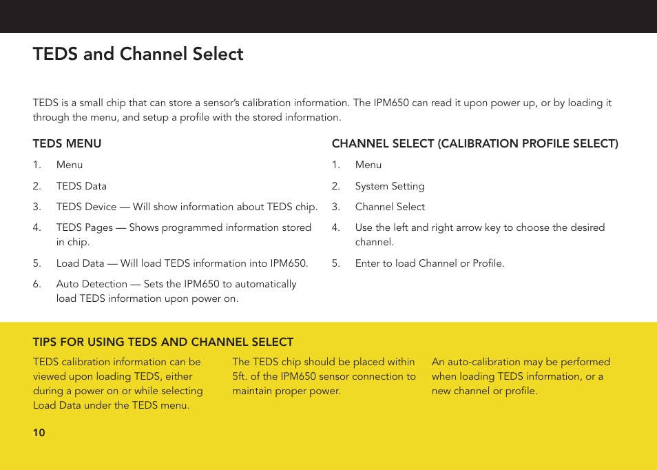 Teds and channel select | FUTEK IPM650 Series User Manual | Page 10 / 24