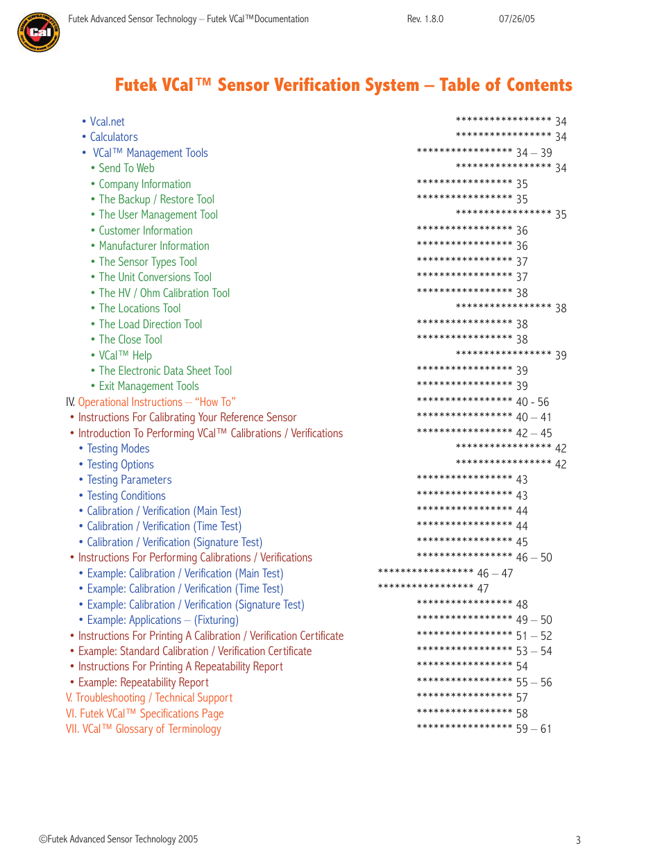 FUTEK VCal Sensor Verification User Manual | Page 3 / 65