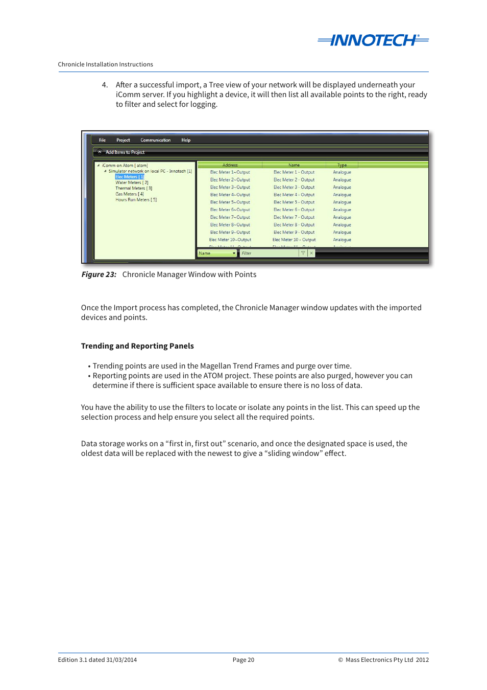 Figure 23, Chronicle manager window with points | Innotech Chronicle User Manual | Page 20 / 34