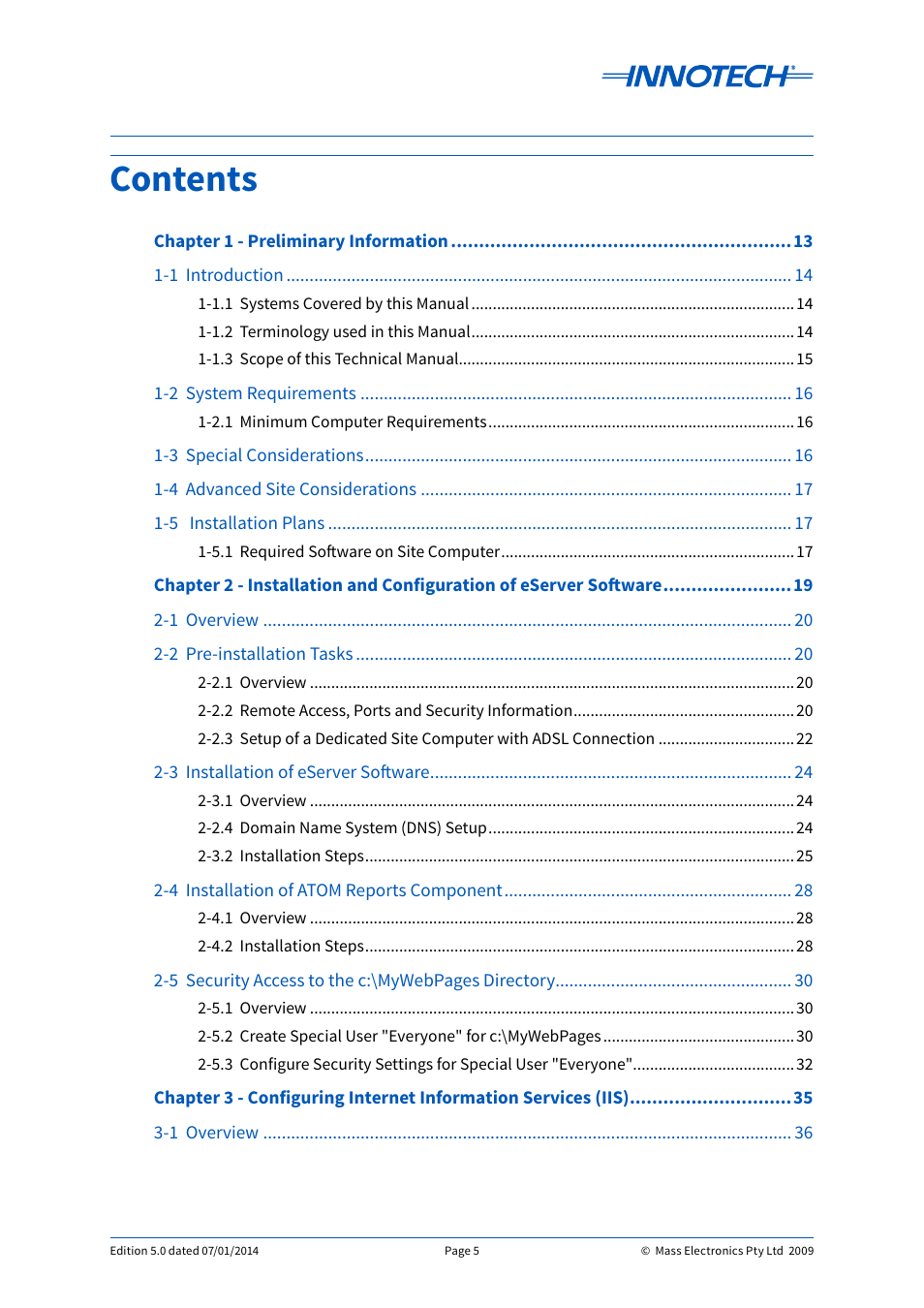 Innotech eServer User Manual | Page 5 / 118