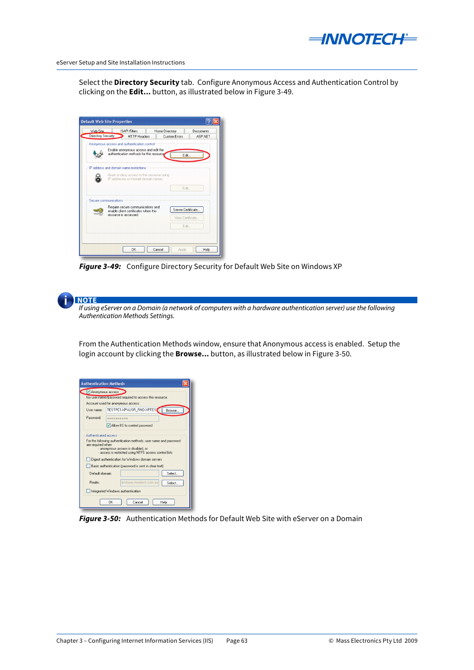 E 3-49, E 3-50 | Innotech eServer User Manual | Page 63 / 118