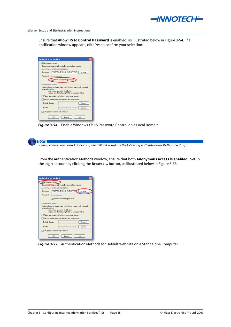 E 3-54, E 3-55 | Innotech eServer User Manual | Page 65 / 118