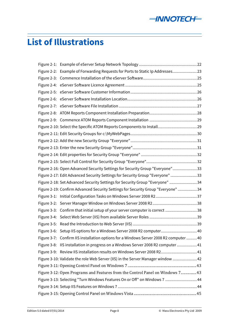 List of illustrations | Innotech eServer User Manual | Page 8 / 118