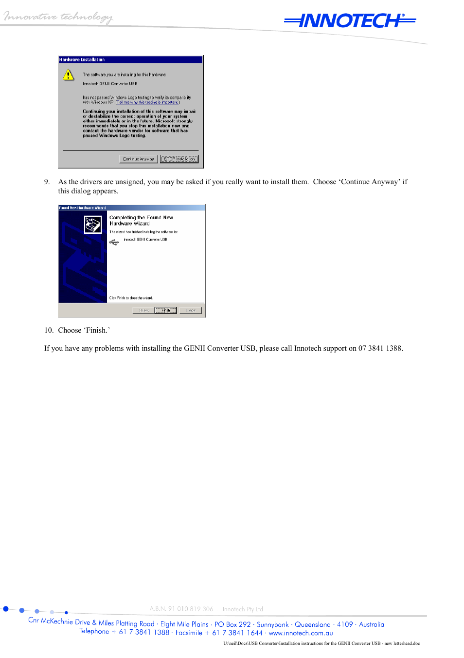 Innotech GenII Converter USB User Manual | Page 2 / 4