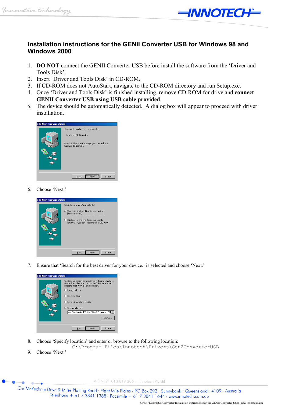 Innotech GenII Converter USB User Manual | Page 3 / 4