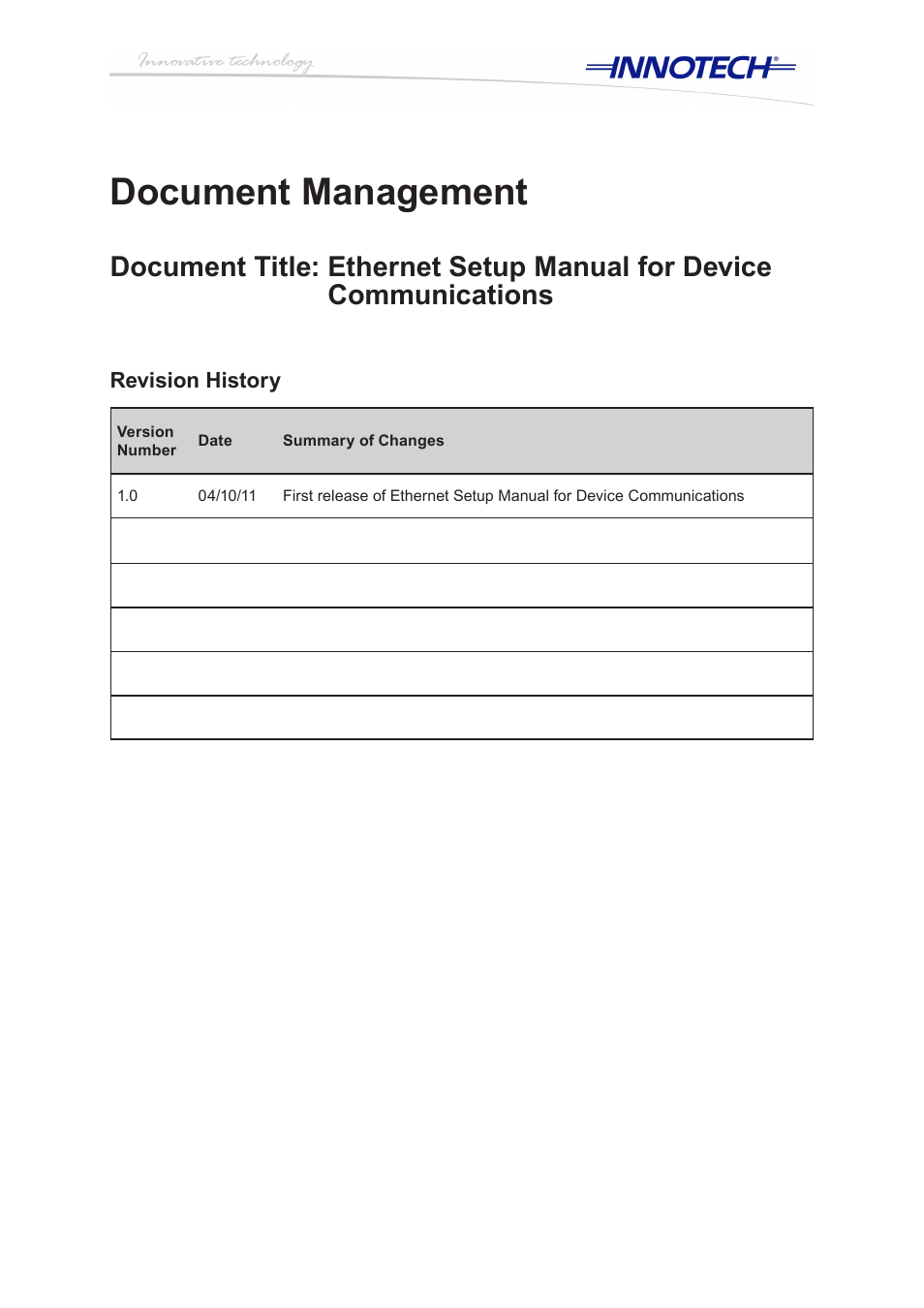 Document management | Innotech Device Communications User Manual | Page 5 / 42